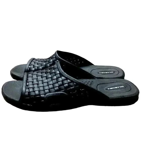 Okabashi Torino Mens LL 9.5-10.5 Weave Slide Sandals Black Eco Friendly Recycle - Picture 6 of 8